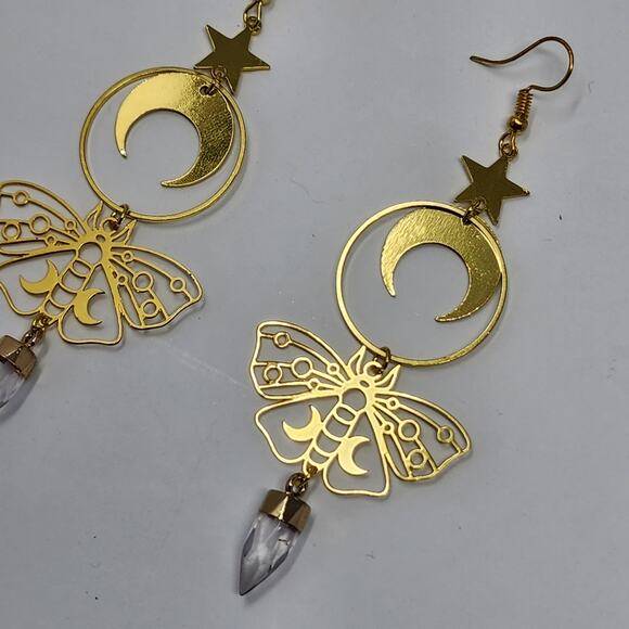 Celestial Butterfly Quartz Crystal Earrings - Picture 5 of 6